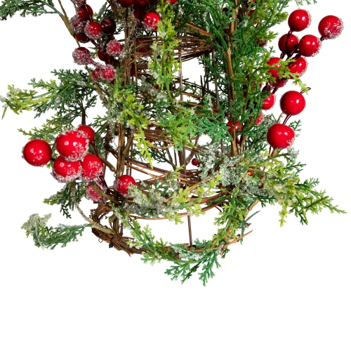 Icy Pine with Berries Artificial Cone Christmas Tree - 27"