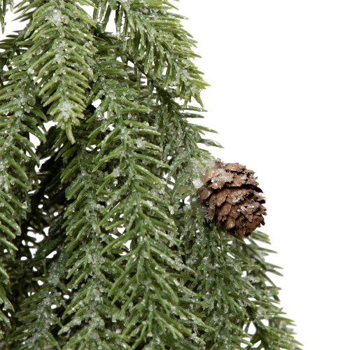 Icy Pine Mini Christmas Tree with Pine Cones in Faux Birch Wood Pot - 12" - Unlit