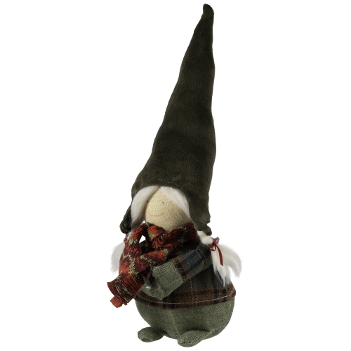 Gnome Girl with Plaid Outfit Christmas Figurine - 12.5"