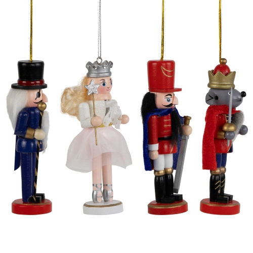 The Nutcracker Suite Character Christmas Ornaments - 5.25" - Red and Blue - Set of 4