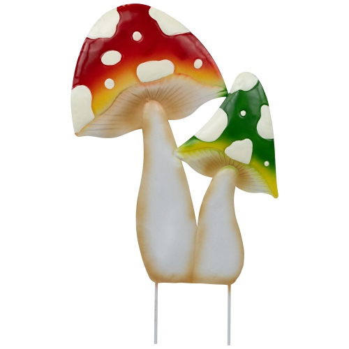 Piquet de jardin extérieur double champignons 16&nbsp;po - Rouge et vert