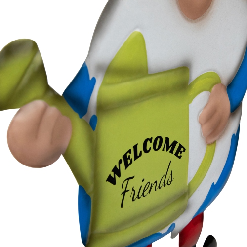 Welcome Friends Gnome Spring Outdoor Garden Stake - 22" - Orange