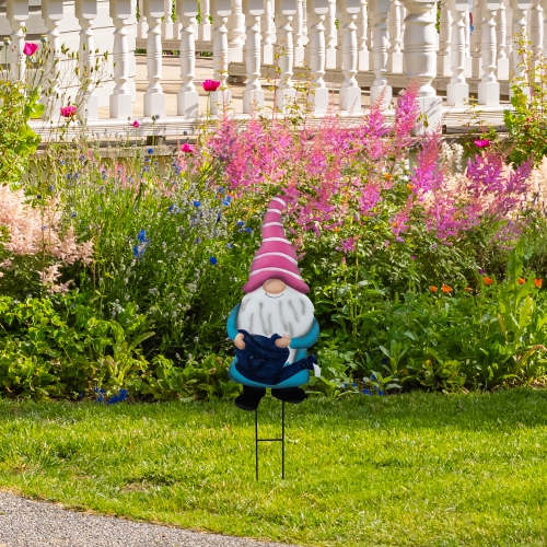 Gardening Gnome Spring Yard Sign Garden Stake - 21.25" - Blue