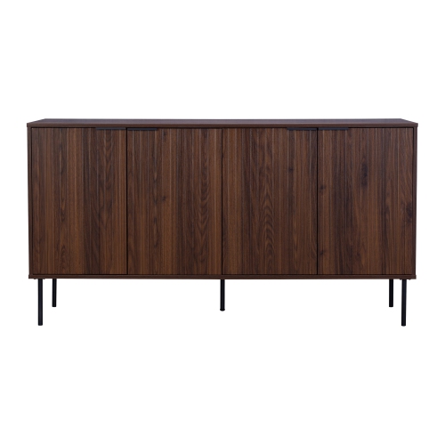 CorLiving Lysander 62'' Wide Fluted Sideboard Buffet TV Stand with Four Doors and Interior Shelves
