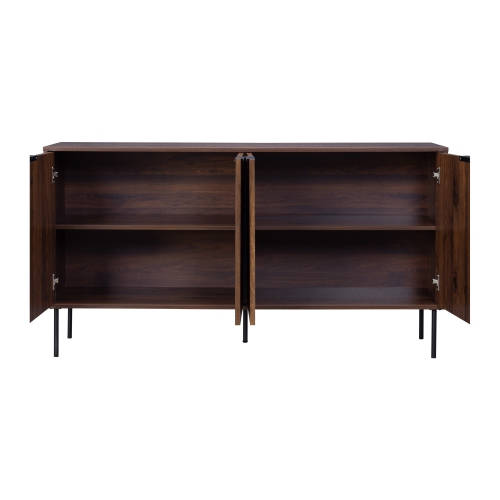 CorLiving Lysander 62'' Wide Fluted Sideboard Buffet TV Stand with Four Doors and Interior Shelves