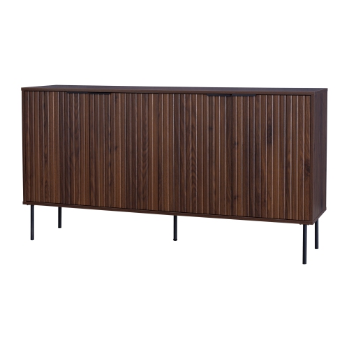 CorLiving Lysander 62'' Wide Fluted Sideboard Buffet TV Stand with Four Doors and Interior Shelves
