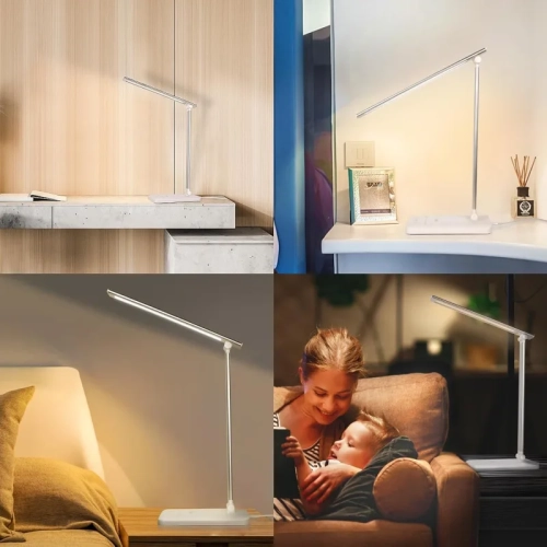 Lampe de bureau à DEL, à intensité réglable avec 5 modes d'éclairage et niveaux de luminosité, minuterie de 45 minutes, commandes tactiles
