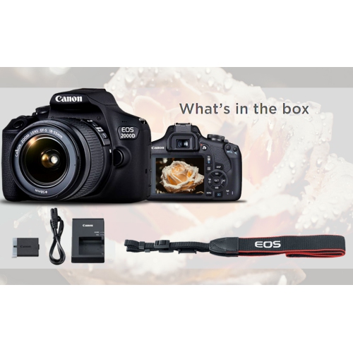 Appareil photo reflex numérique EOS 2000D Rebel T7 de Canon avec objectif 18-55 mm et filtres 58 mm Pro