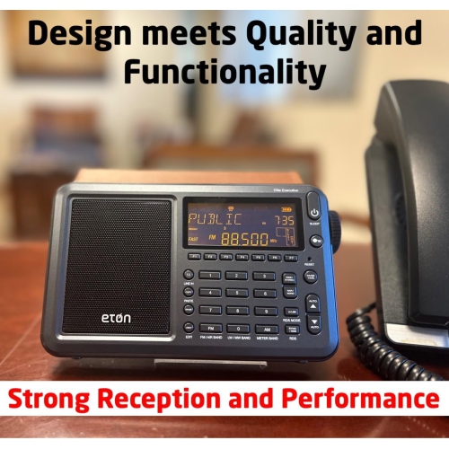 Eton Elite Executive AM/FM/Aircraft Band/SSB/Shortwave Radio with RDS & Custom Leather Carry Cover -Open Box