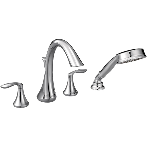 MOEN  T944 Eva Two-Handle Deck Mount Roman Tub Faucet Trim Kit With Single Function Handshower, Valve Required, Chrome