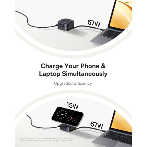 Baseus 2 in 1 67W Wireless Charger Foldable Charging Station with MagSafe for iPhone 16