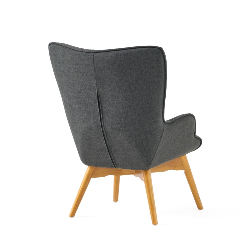 Fauteuil moderne mid Century avec pouf, fauteuil d'appoint capitonné à oreilles avec repose-pieds assorti, tissu recouvert