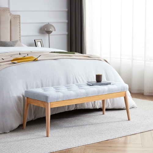 Modern Shoe Bench for Entryway Entrance Foyer, 44" Polyester-Blend Fabric Ottoman Bench Footstool, Piano Stool for Living Room, End of Bed Bench for