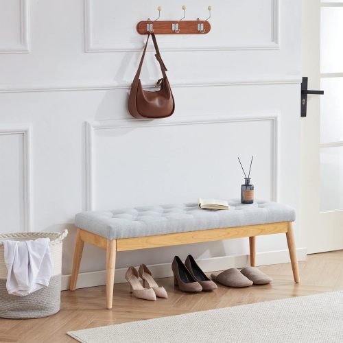 Modern Shoe Bench for Entryway Entrance Foyer, 44" Polyester-Blend Fabric Ottoman Bench Footstool, Piano Stool for Living Room, End of Bed Bench for