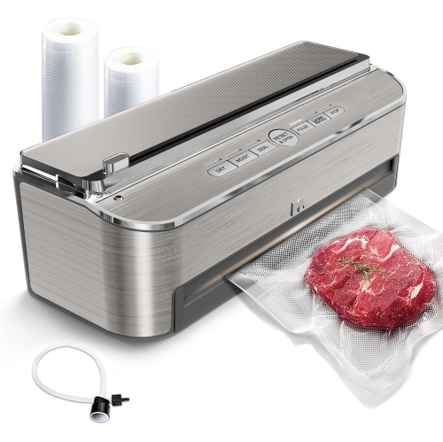 Automatic Vacuum Sealer Machine with Built-in Cutter, Bag Storage, and Includes Bags