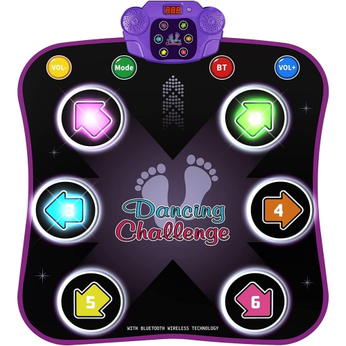 Electronic Dance Mat for Kids Ages 3-12 with Lights, 6 Buttons, and Bluetooth – Fun Music Dance Game with 5 Different Game Modes