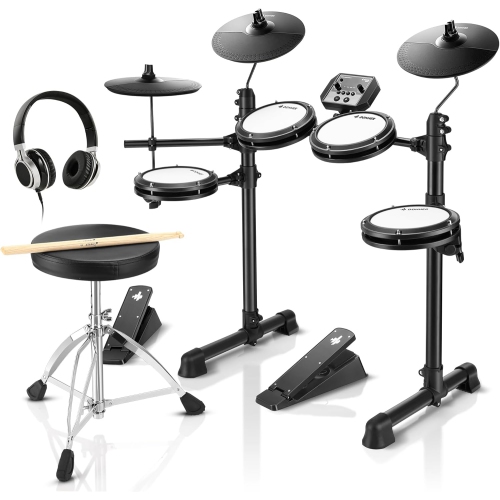 MR. SPARKLE  Electric Drum Set for Beginners With 180 Sounds, Quiet Mesh Pads, Sturdy Pedals, And Includes Drum Throne, Sticks, And Headphones