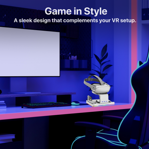 Station de recharge pour casque de réalité virtuelle et manettes avec lampe DEL et batteries rechargeables