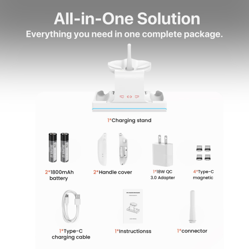 Station de recharge pour casque de réalité virtuelle et manettes avec lampe DEL et batteries rechargeables