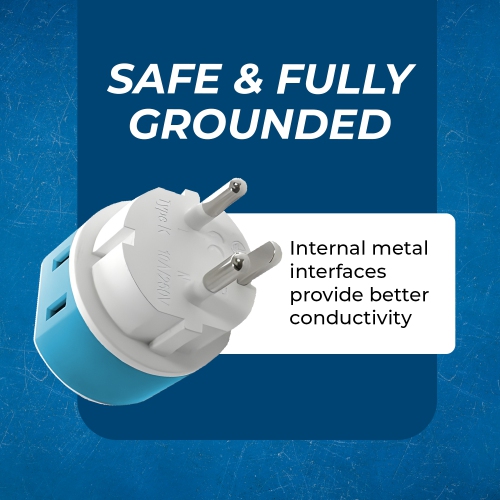 Denmark Travel Adapter - 2 in 1 - Type K - Compact Design