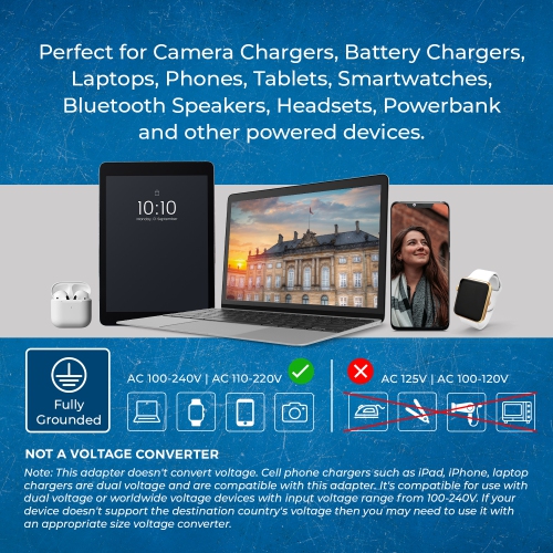 Denmark Travel Adapter - 2 in 1 - Type K - Compact Design