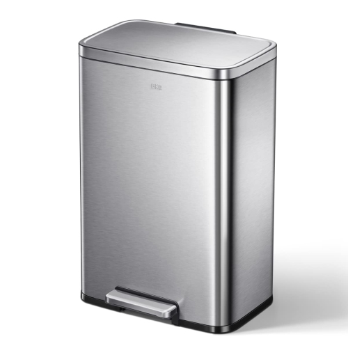 EKO Madison Brushed Stainless Large 50 Liter/13.2 Gallon Step Trash Can with Inner Liner - Fingerprint Resistant Finish