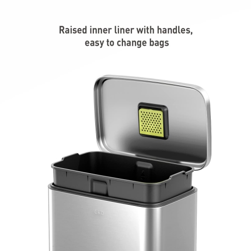 EKO Madison Brushed Stainless Large 50 Liter/13.2 Gallon Step Trash Can with Inner Liner - Fingerprint Resistant Finish