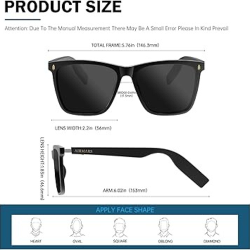 AIRMARS Smart Glasses for Men, Bluetooth Sunglasses for Men with Outdoor UV Protection/Bluetooth Glasses for Men with Speaker/Smart Sunglasses