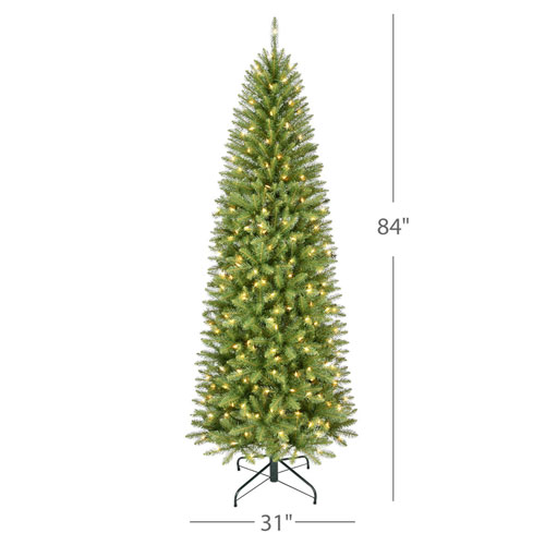 Puleo 7 Ft. Pre-lit Slim Keyport Christmas Spruce Tree