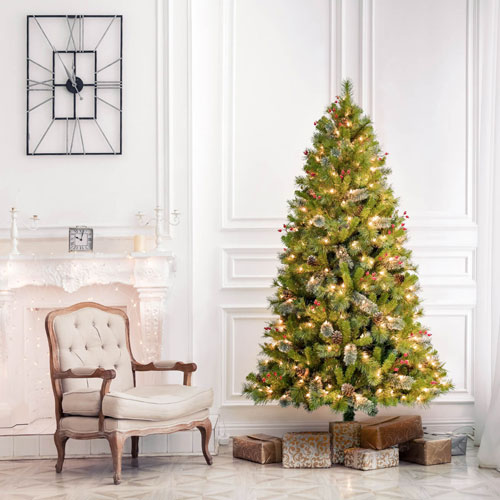 Puleo 7 Ft. Pre-lit Mountain Christmas Pine Tree