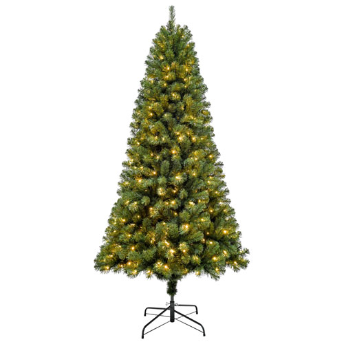 Puleo 7 Ft. Pre-lit Oxford Christmas Spruce Tree
