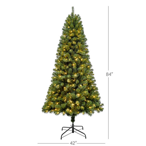 Puleo 7 Ft. Pre-lit Oxford Christmas Spruce Tree