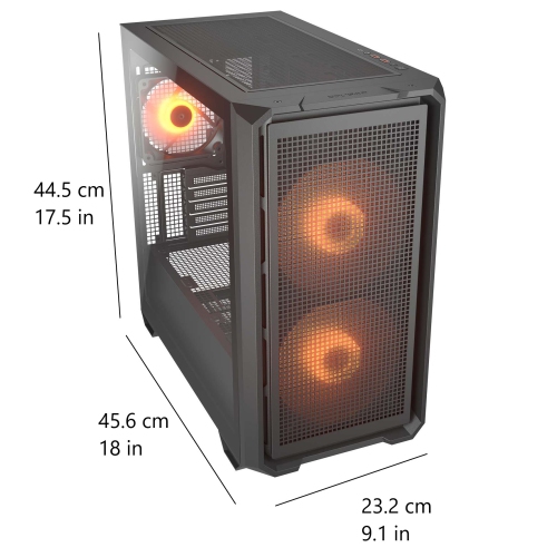 Cougar MX600 RGB Mini ATX Computer Case, Tempered Glass Side Panel, 2 x 160mm / 1 x 120mm ARGB Fans Pre-Installed, Black