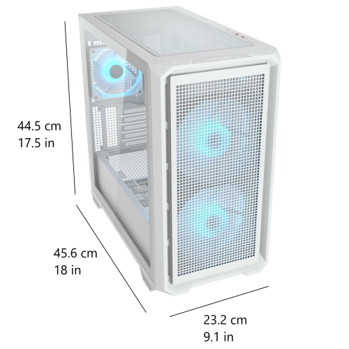 Cougar MX600 RGB Mini ATX Computer Case, Tempered Glass Side Panel, 2 x 160mm / 1 x 120mm ARGB Fans Pre-Installed, White