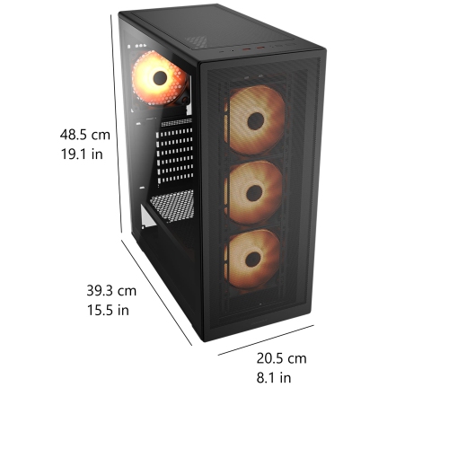 Cougar MX220 RGB Mid Tower ATX Computer Case, Tempered Glass Side Panel, 4 x 120mm ARGB Fans Pre-Installed, Black
