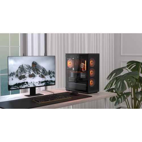 Cougar MX220 RGB Mid Tower ATX Computer Case, Tempered Glass Side Panel, 4 x 120mm ARGB Fans Pre-Installed, Black