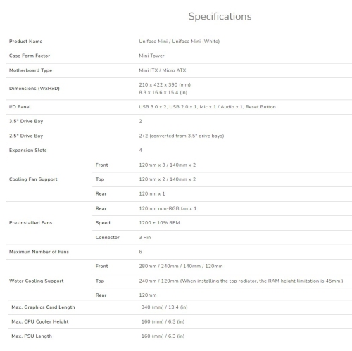 Cougar UNIFACE RGB Mini ATX Computer Case, Tempered Glass Side Panel, 2 x 140mm / 1 x 120mm ARGB Fans Pre-Installed, White