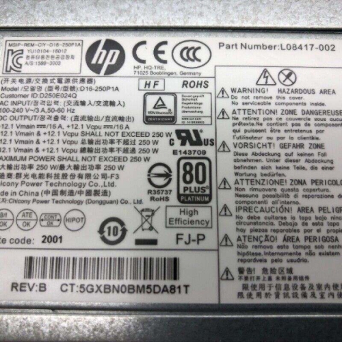 HP Prodesk L08417-002 250W SFF Desktop Power Supply - Reliable Power for Your Desktop