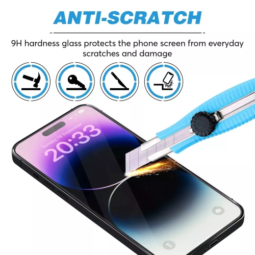 [2 paquets] Protecteur d'écran en verre trempé à couverture complète pour iPhone 15 Pro, étui et sans bulles