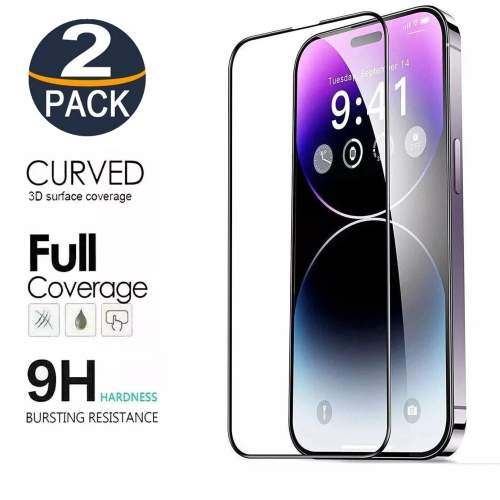 [2 Packs] Full Coverage Tempered Glass Screen Protector for iPhone 15 / 16, Case Friendly & Bubble Free