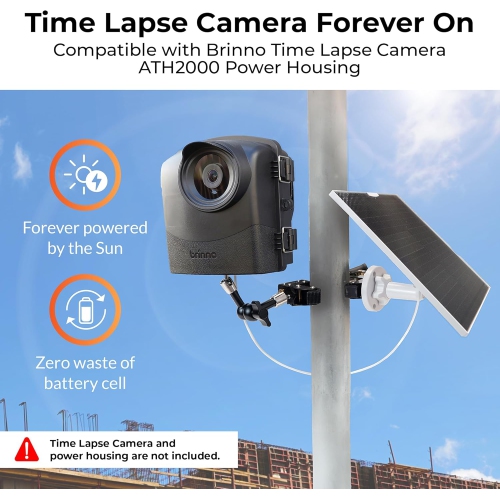 Ensemble avec panneau solaire ASP1000-P et support de Brinno - Ensemble avec panneau solaire de 10 W