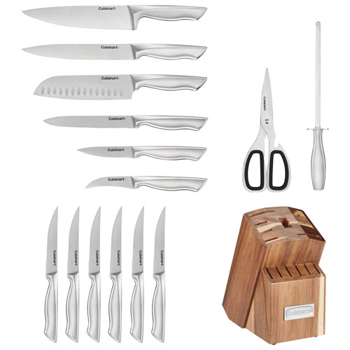 Porte-couteau 15 pièces en acier allemand de Cuisinart (C77SS-15PGAC) - Acier inoxydable/Bois