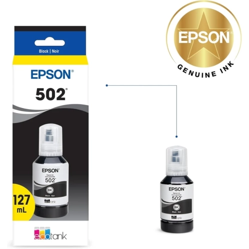 Epson 502 EcoTank Black Ink Bottle - Auto-Stop, Pack of 1