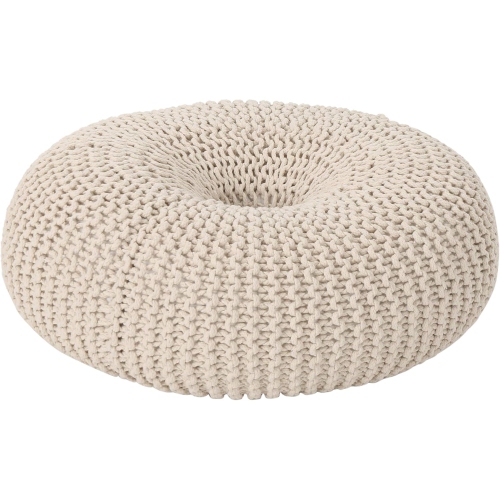 Large Pouf Ottoman,Hand Knitted Bean Bag,Pouf Cover Foot Stool,Cable Poof Accent Beanbag Chair Footrest for Living Room Bedroom,Apartment,Lounge or
