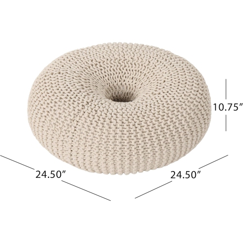 Large Pouf Ottoman,Hand Knitted Bean Bag,Pouf Cover Foot Stool,Cable Poof Accent Beanbag Chair Footrest for Living Room Bedroom,Apartment,Lounge or