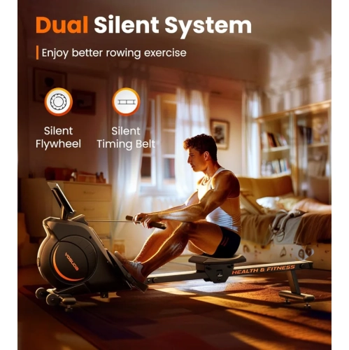 Magnetic Rowing Machine - 350 LB Capacity, Home Rower with LCD Monitor & Tablet Holder