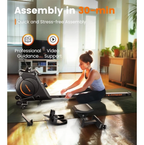 Magnetic Rowing Machine - 350 LB Capacity, Home Rower with LCD Monitor & Tablet Holder