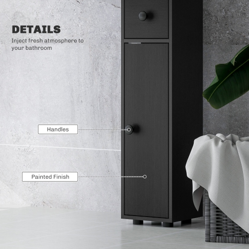 kleankin 71" Tall Bathroom Storage Cabinet, Narrow Bathroom Cabinet with Open Shelves, 2 Door Cabinets, Adjustable Shelves, for Kitchen, Hallway,