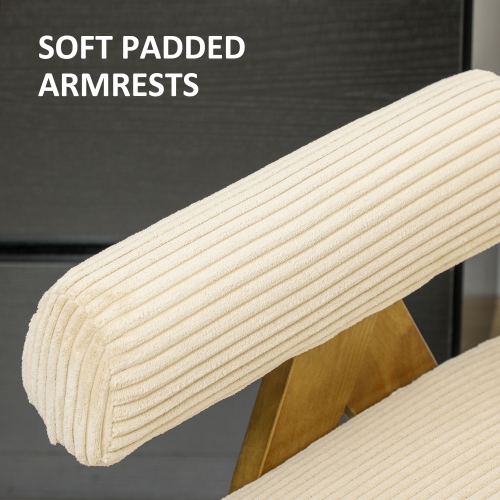 HOMCOM Accent Chair with Wide Seat, Corduroy Upholstered Armchair, Modern Living Room Chair with Soft Padded Armrests and Solid Wood Legs for