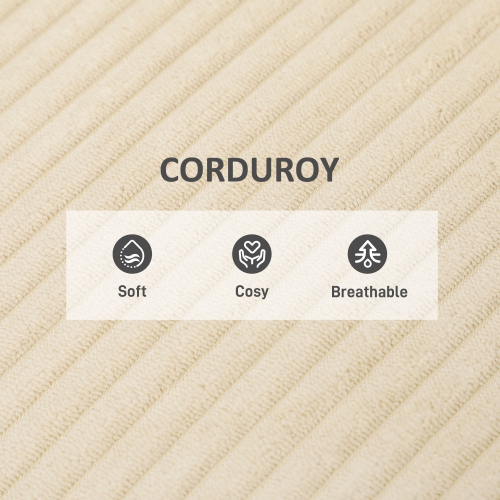 HOMCOM Accent Chair with Wide Seat, Corduroy Upholstered Armchair, Modern Living Room Chair with Soft Padded Armrests and Solid Wood Legs for